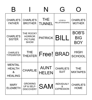 The Perks of Being a Wallflower Bingo Card