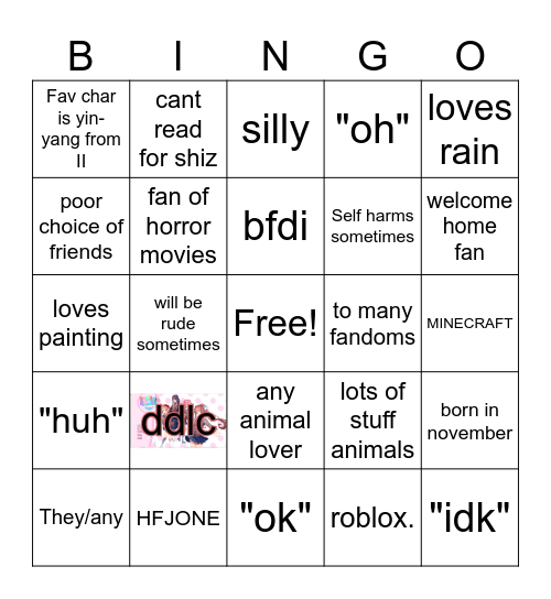 Kinnie Bingo Card