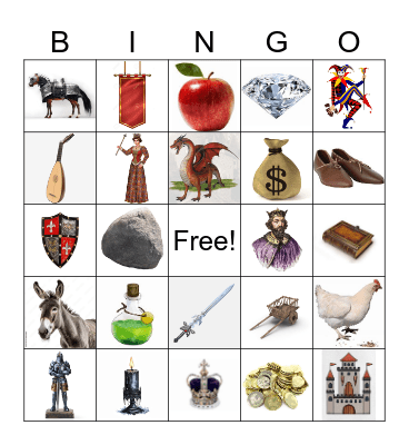 Medieval Times Bingo Card