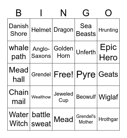 Beowulf Bingo Card