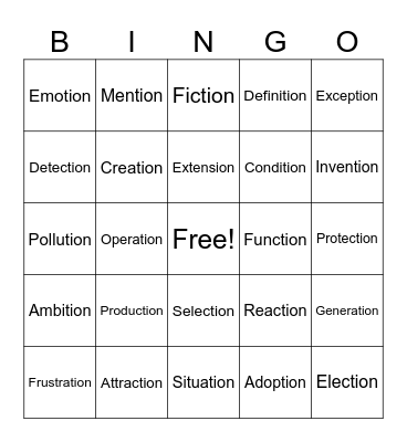 -ion Bingo Card