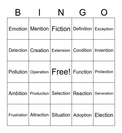 -ion Bingo Card