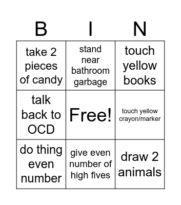 OCD bingo Card