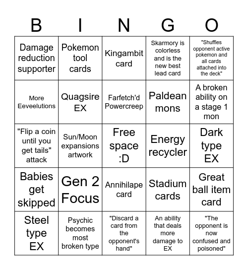 TCG Pocket 2nd Expansion Bingo Card