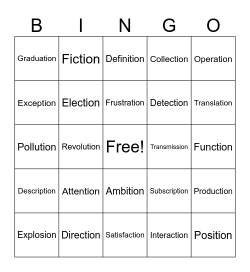 -ion #2 Bingo Card