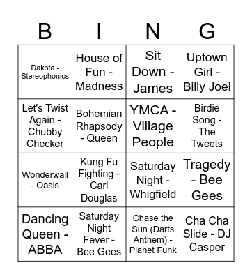 Round 6 - Music Bingo Card