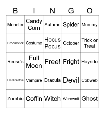 Halloween Bingo Card