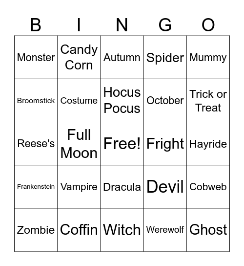 Halloween Bingo Card