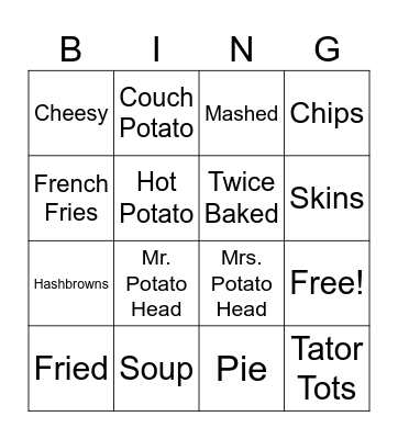 Potato Bingo Card