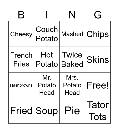 Potato Bingo Card