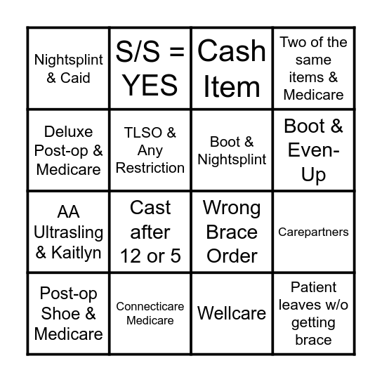 DME Bingo Card