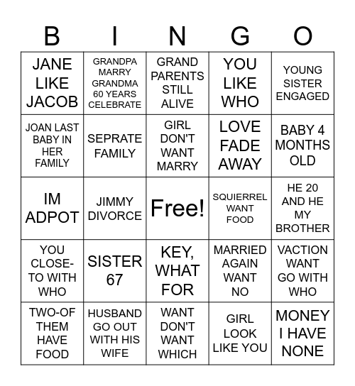 UNIT 4 Bingo Card