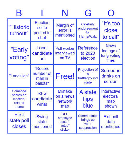 ELECTION TIME!! Bingo Card