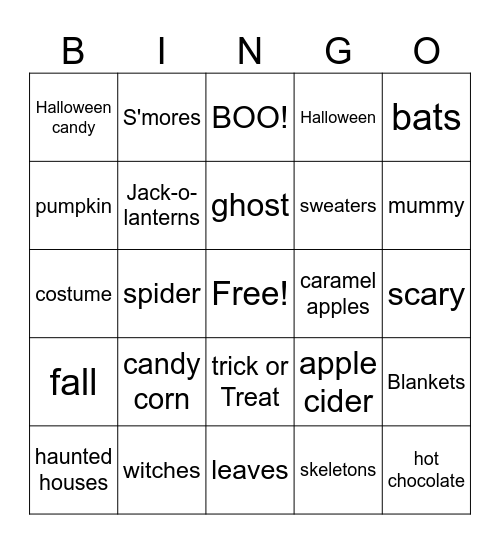 Halloween Bingo Card