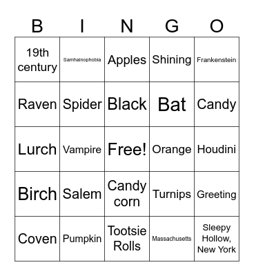 Philips Halloween Bingo Card