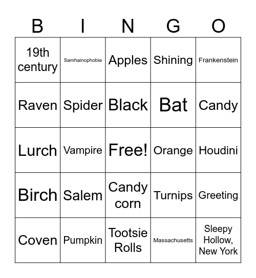 Philips Halloween Bingo Card