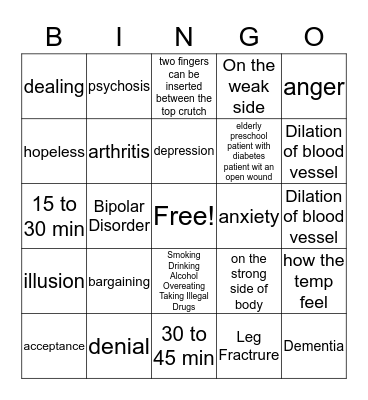 Chap 3, 4 & 5 Bingo Card