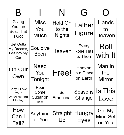 Best of Senior Year (1988-1989) Bingo Card