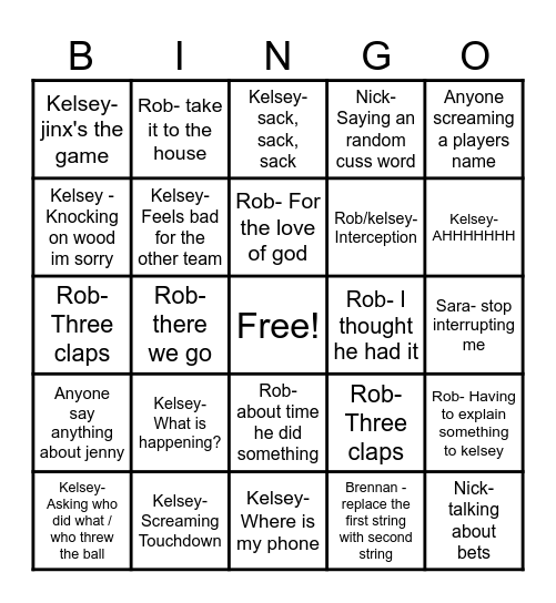 Lions Bingo Card Bingo Card