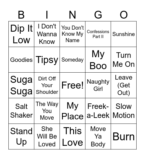 2004 Billboard Bingo Card