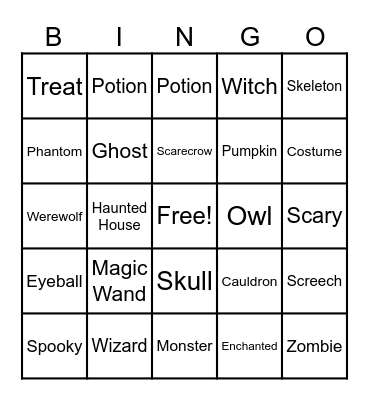 Halloween Bingo Card