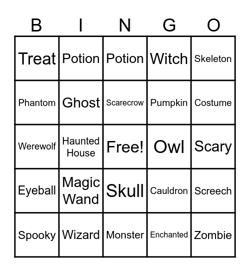 Halloween Bingo Card