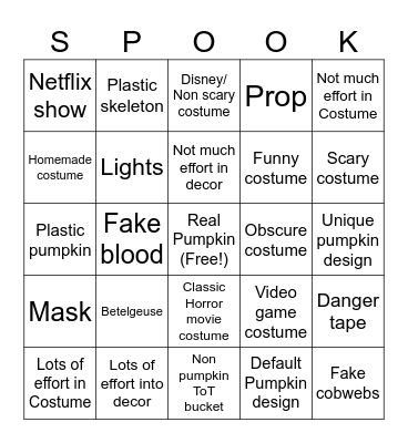 Trick or Treating Bingo card Bingo Card