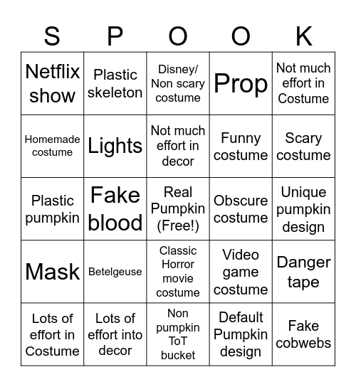 Trick or Treating Bingo card Bingo Card