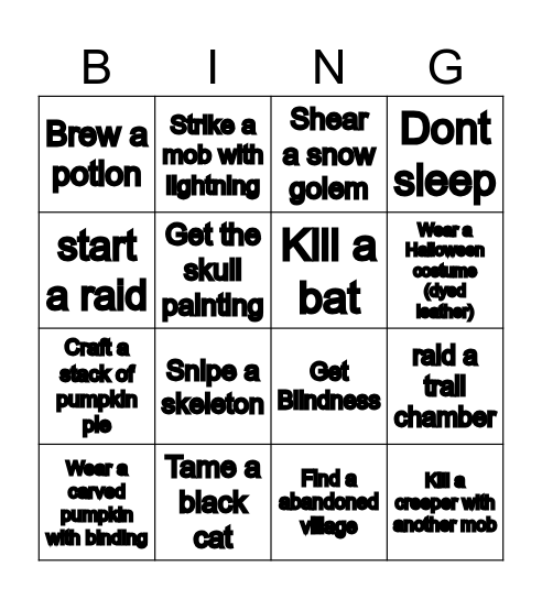 Spoopy Bingo Card