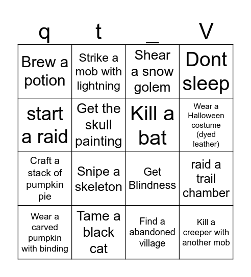 Spoopy Bingo Card