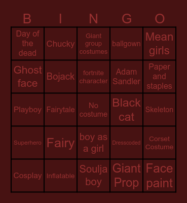 Halloween Bingo Card