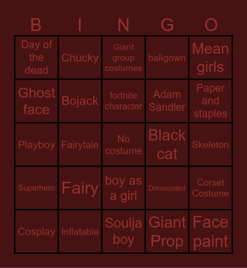 Halloween Bingo Card