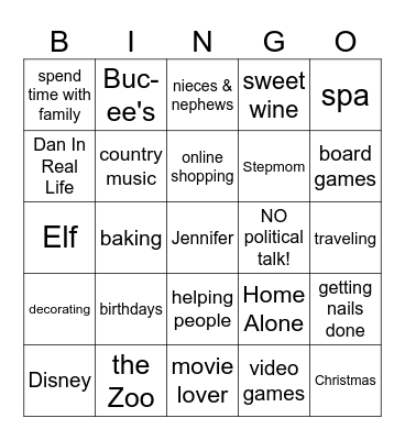 Jennifer BINGO Card
