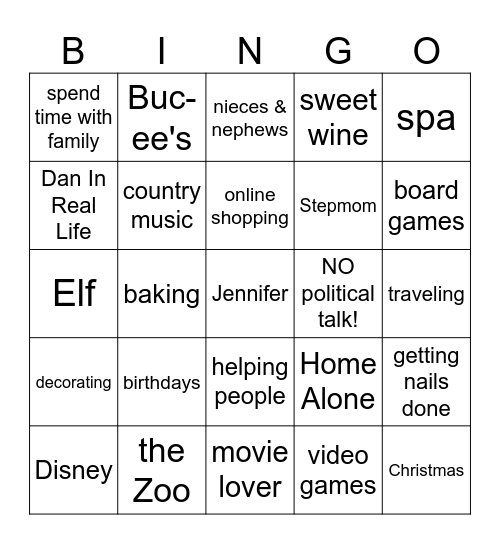 Jennifer BINGO Card