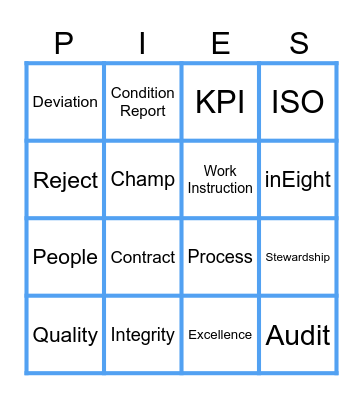 Quality Week Bingo Card