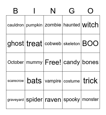 Halloween Bingo Card