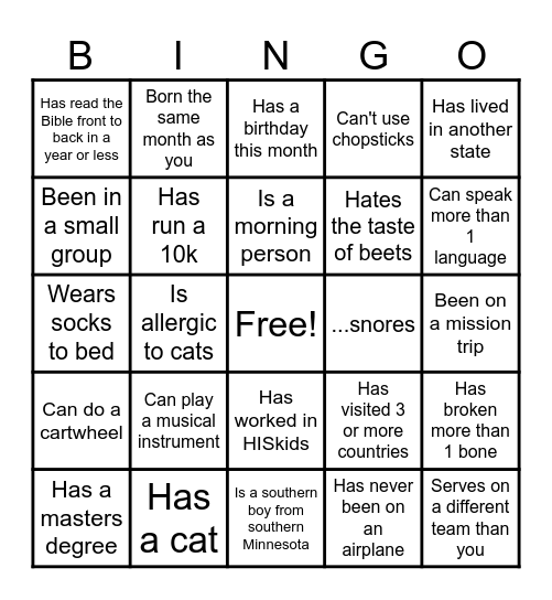 Bingo Card #2 Bingo Card