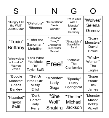 Halloween Bingo Card