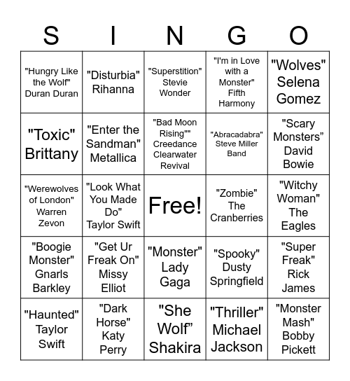 Halloween Bingo Card