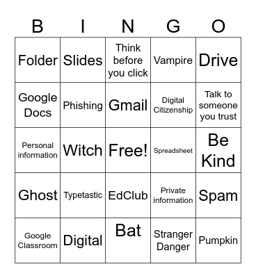 Digital World Bingo Card