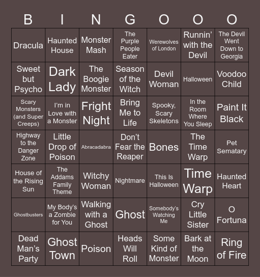 Haunted Hits Bingo 🎃🎶 Bingo Card