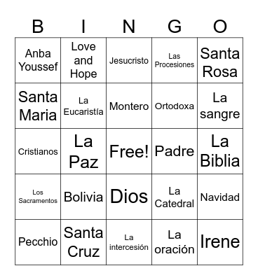 Love and Hope Bingo Card