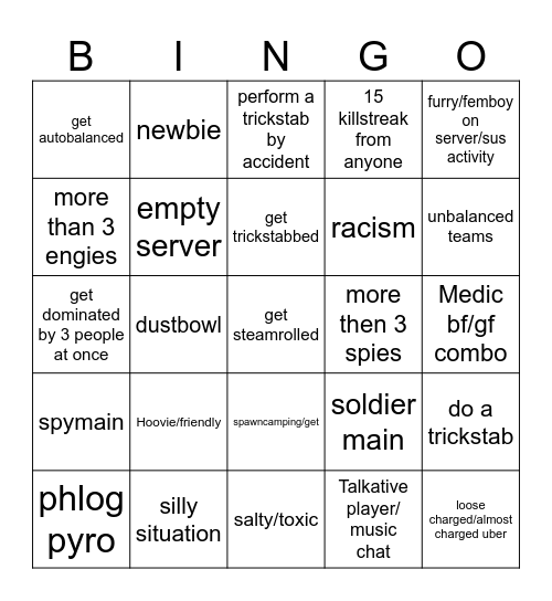 TF2 Bingo Card