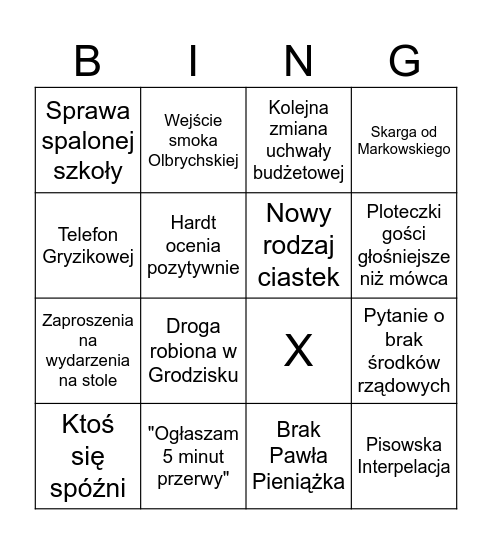 RADA POWIATU Bingo Card