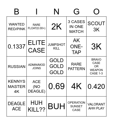 supremacy csgo #2 Bingo Card