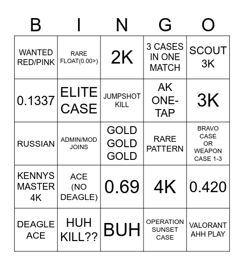 supremacy csgo #2 Bingo Card