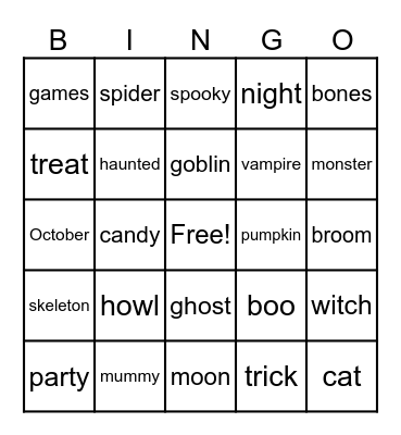 Halloween Bingo Card