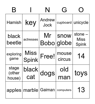 Coraline Bingo Card