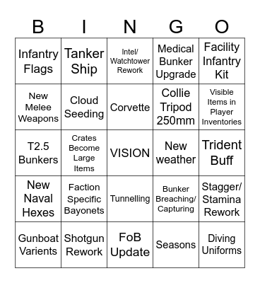 Dev Stream Bingo Card