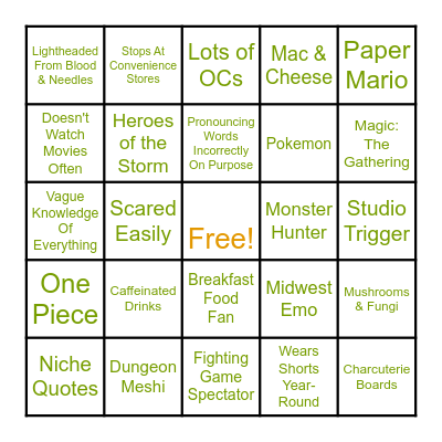 Maple Bingo Card